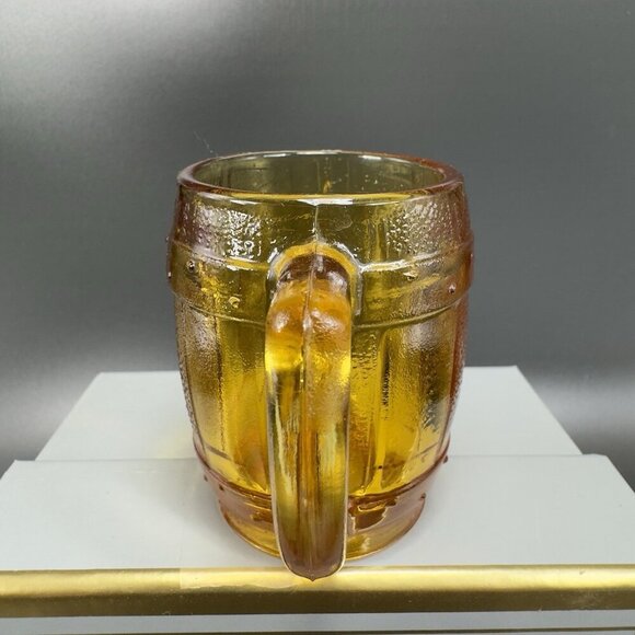 Vintage Barrel Cup Shot Glass Toothpick Holder Amber Gold Miniature Decorative - Picture 7 of 11